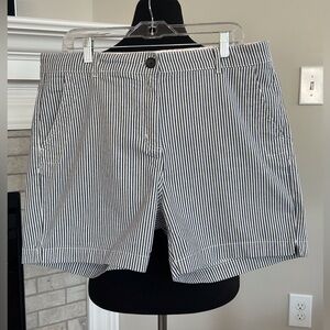 Boden Navy and White Striped Shorts